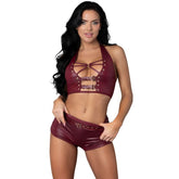 Exposed Lingerie Thalia Burgundy Tease Two Piece Set - L XL - Her Fetish